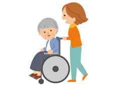 車椅子を押す介助者