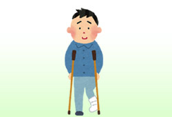 松葉杖の男性のイメージ